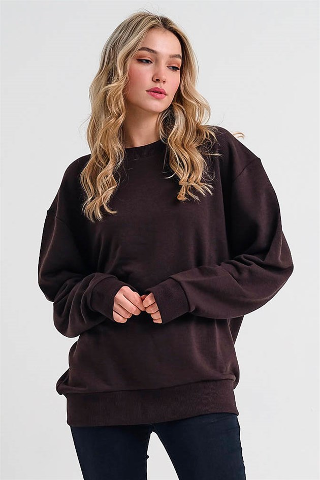 Basic Extreme Oversized Sweatshirt in Brown