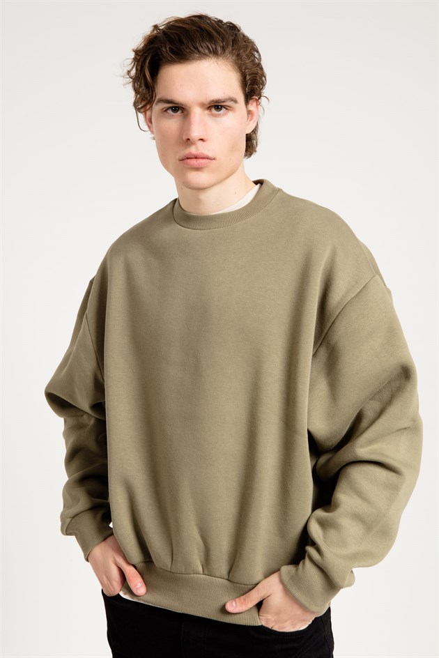 Oversized Basic Sweatshirt in Khaki
