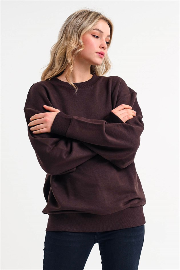 Basic Extreme Oversized Sweatshirt in Brown