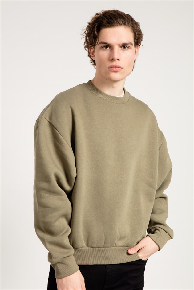 Oversized Basic Sweatshirt in Khaki