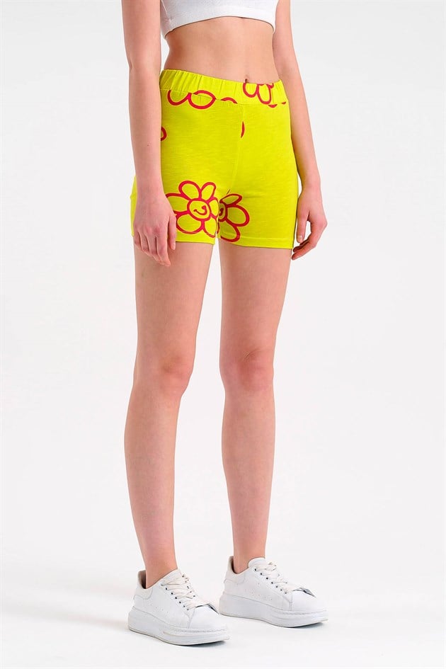 Flower Print Shorts in Yellow