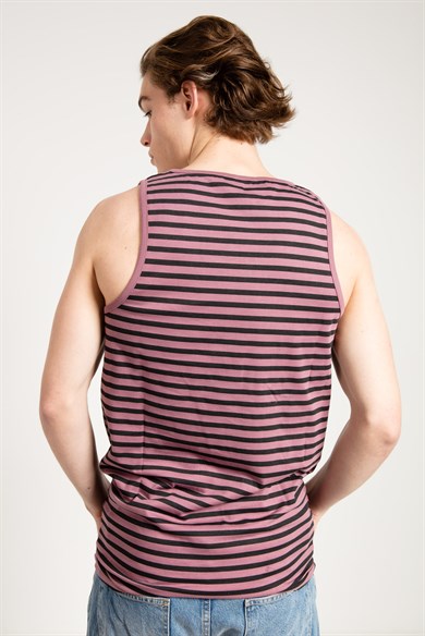 Stripe Print Sleeveless T-shirt in Purple