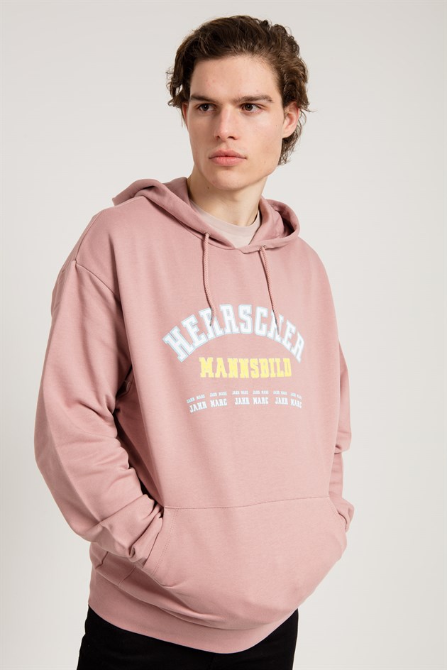 Oversized Hoodie in Pink with Graphic Print