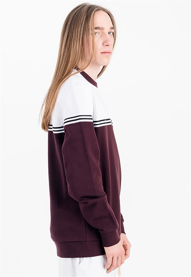 Oxblood Sweatshirt with Color Blocking in White
