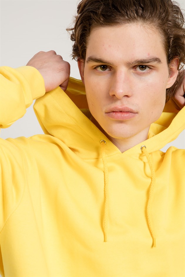 Oversized Hoodie in Yellow with Pouch Pocket