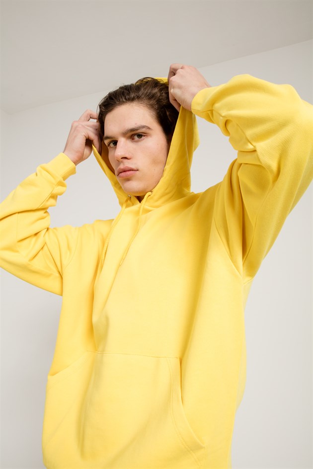 Oversized Hoodie in Yellow with Pouch Pocket