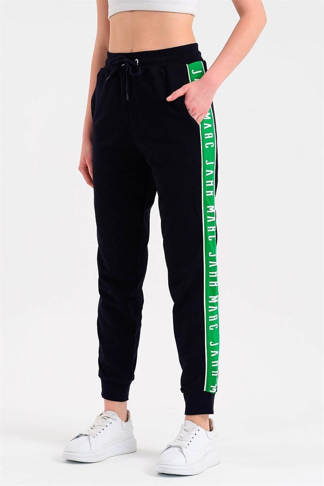 Jogger in Black with Green Striped